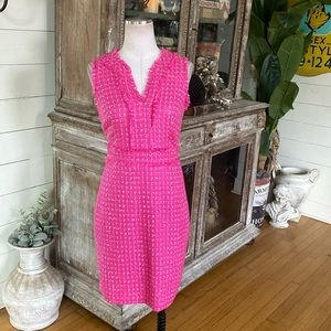J. CREW V-neck sheath dress in tweed AZALEA WHITE DOT 0 NEW